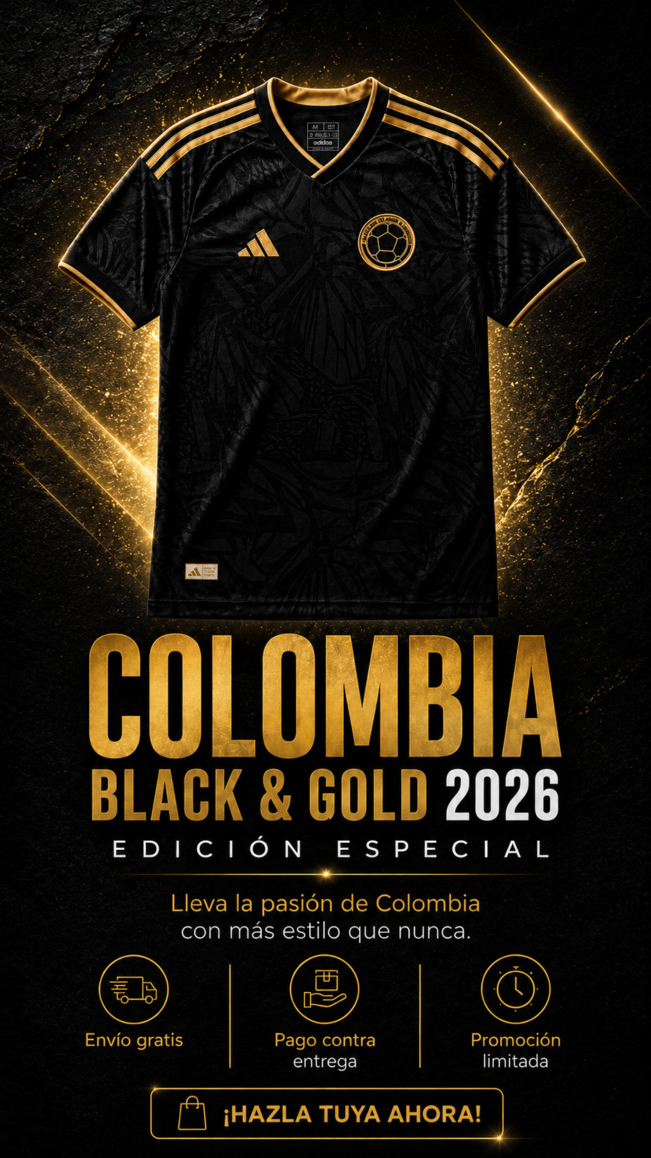 Camiseta Colombia Black & Gold 2026 – Edición Especial